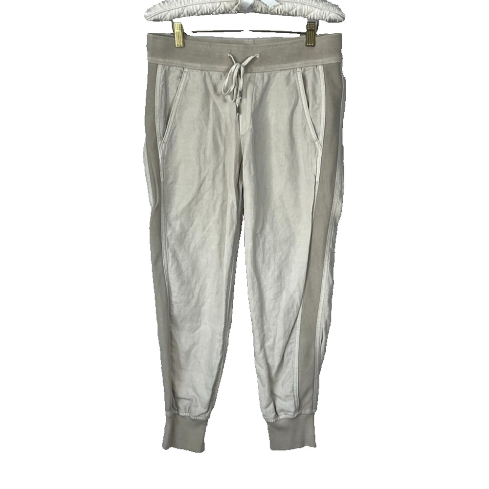 GAP Straight Leg Jogger Pants Women's Small Petite Beige Drawstring Linen Cotton